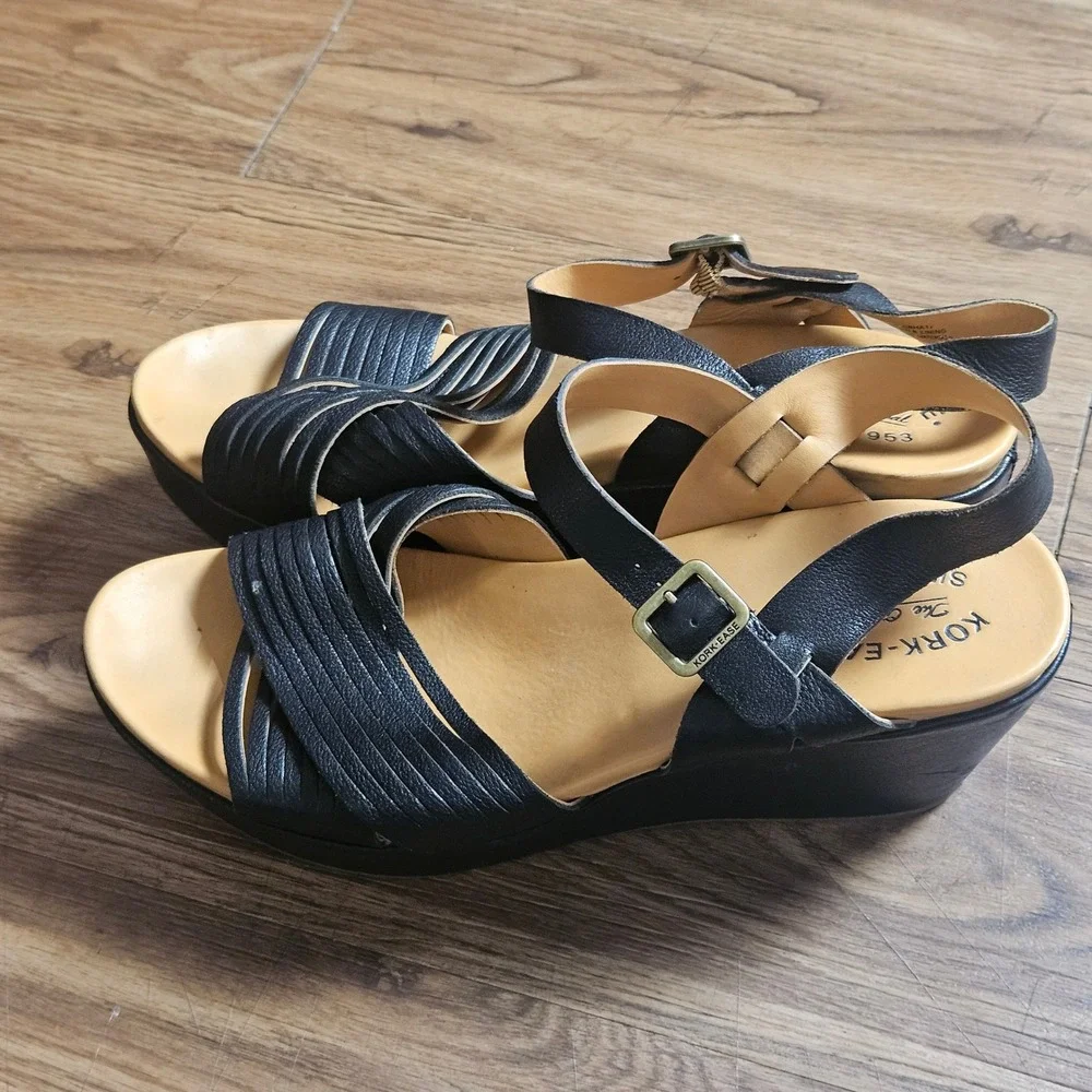 Kork-Ease Adelphi Wedge Sandals Leather Strappy Platform Womens 12M K51503
